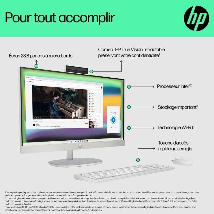 PC de escritorio HP All-in-One 24-cr0038nf - 23.8 FHD - Ryzen 5 7520U - 8GB RAM - 512GB SSD - Windows 11 - Teclado + Ratón 5