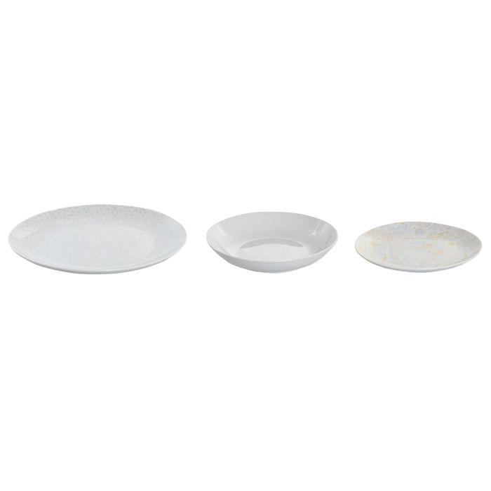 DKD Home Decor Vajilla Shabby de Porcelana, Set de 18 Piezas en Rosa, Azul y Blanco. Apta para Microondas y Lavavajillas. 1