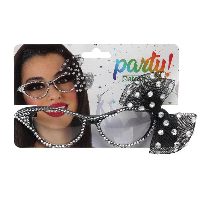 Gafas Estilo Con Lazo Negro - Complemento perfecto para disfraces retro y fiestas temáticas 1