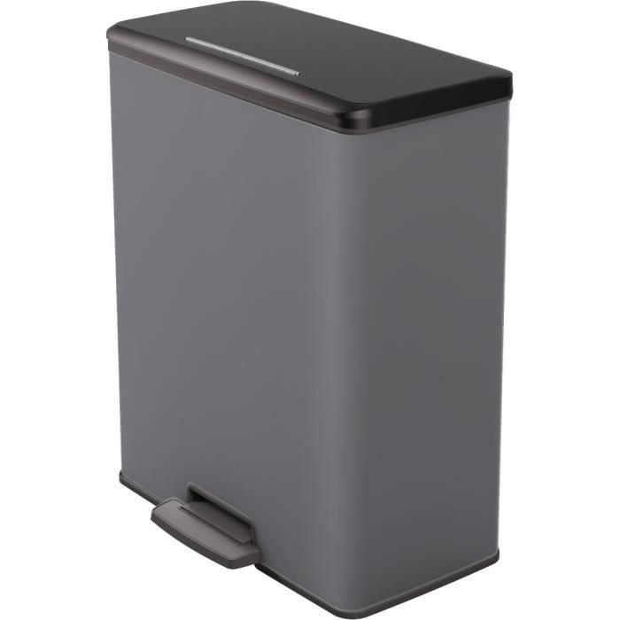 Cubo de basura rectangular - DECO BIN - CURVER - 65L - Gran capacidad - 49 x 32 x 61 cm - Antracita 1