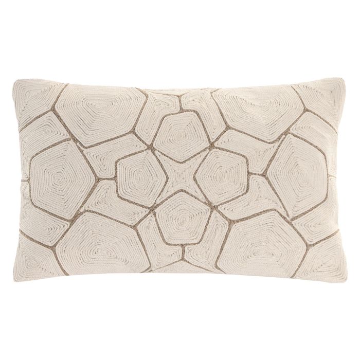 DKD Home Decor India 24 Cojín Estilo Boho Crudo Natural 30 x 50 cm (2 Unidades) Bordado a Mano