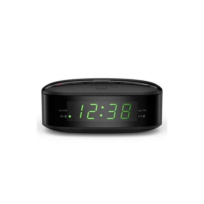 Philips TAR3205/12 Radio Reloj Digital FM, Pantalla LED, Doble Alarma, Temporizador y Alimentación Dual, Negro 1
