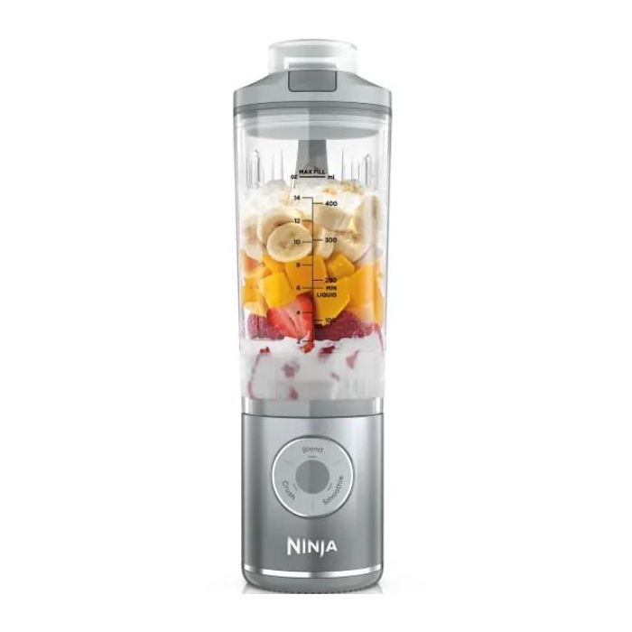 Ninja BC251 Batidora de Vaso Portátil Blast Max Smoothie Maker 570ml - Plata, Picahielos