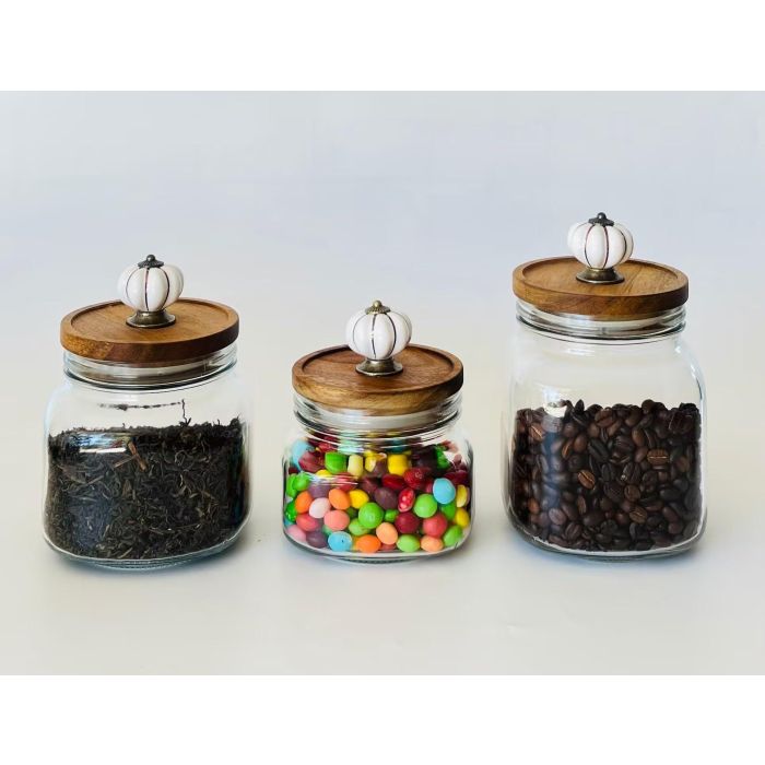 Bote Basicos DKD Home Decor Transparente Natural 12 x 23.5 x 12 cm Set de 3 1