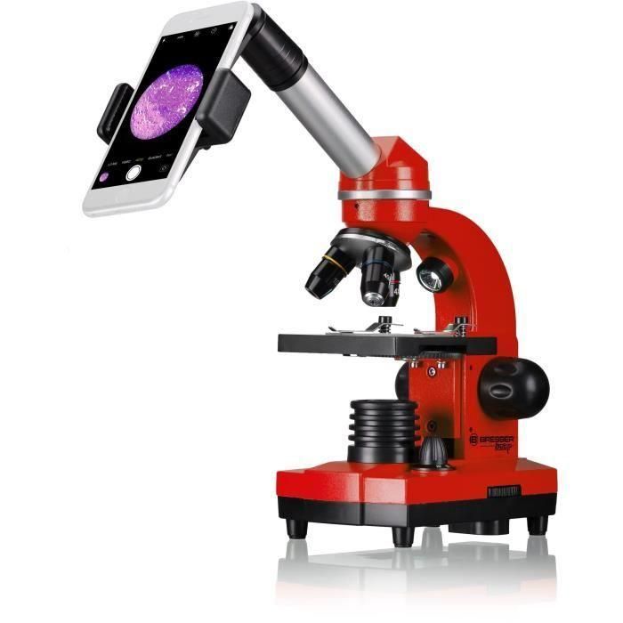 Microscopio para estudiantes BIOLUX SEL - BRESSER JUNIOR - aumento 40x-1600x - kit de experimentación - rojo 2 Microscopio para estudiantes BIOLUX SEL - BRESSER JUNIOR - aumento 40x-1600x - kit de experimentación - rojo 2