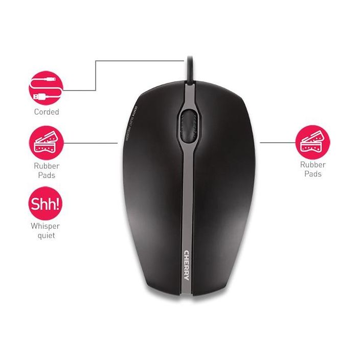 Cherry Gentix Silent Ratón USB Óptico Silencioso 1000 DPI Ambidextro Negro para Oficina 1 Cherry Gentix Silent Ratón USB Óptico Silencioso 1000 DPI Ambidextro Negro para Oficina 1