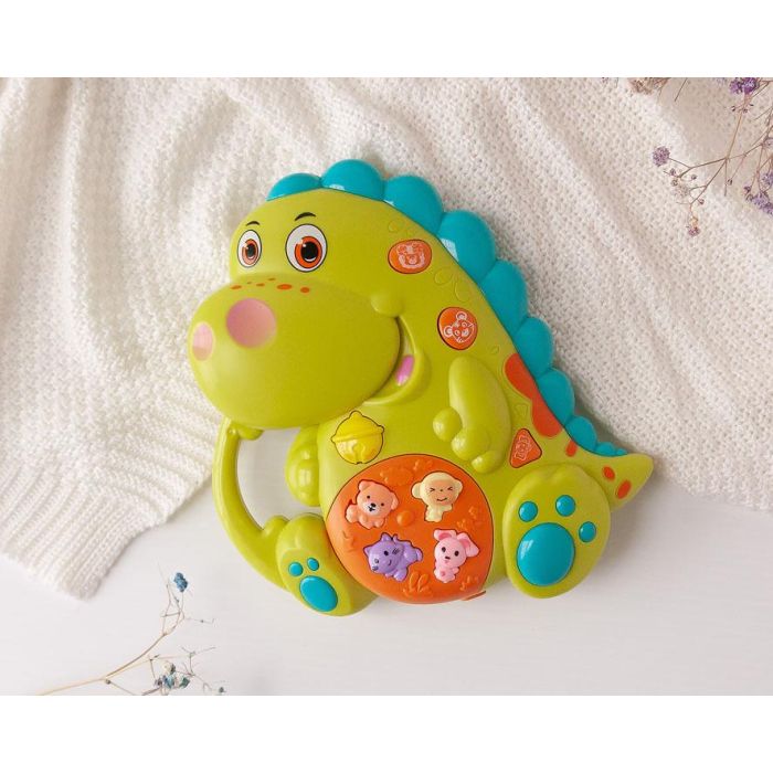 KioKids Dinosaurio Juguete Musical Interactivo con Sonidos y Luces, Multicolor, Asa y Fácil Transporte para Bebés +6 meses