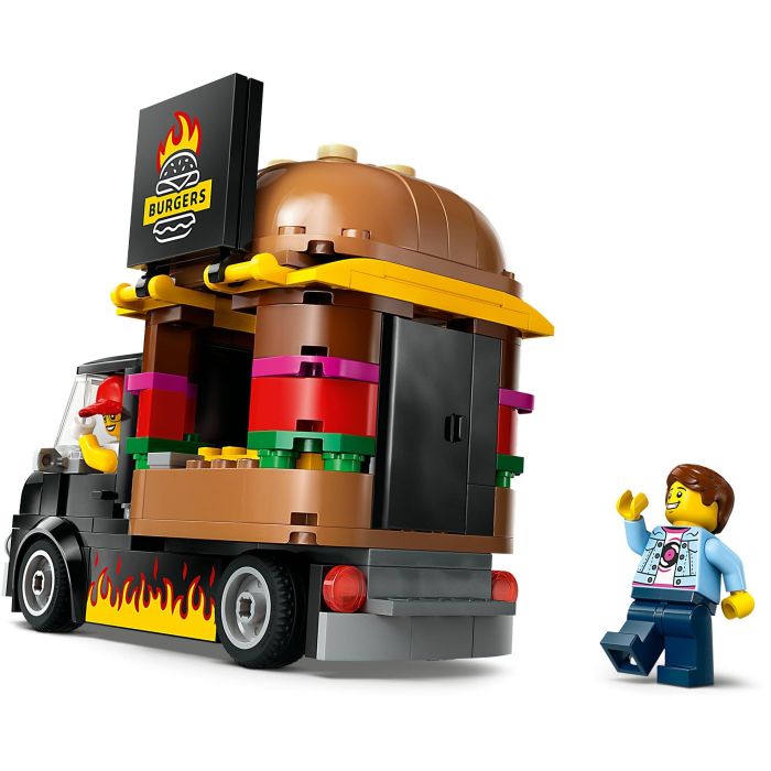 LEGO 60404 Camión Hamburguesería City, Puesto de comida móvil con forma de hamburguesa gigante y minifiguras +5 años 4