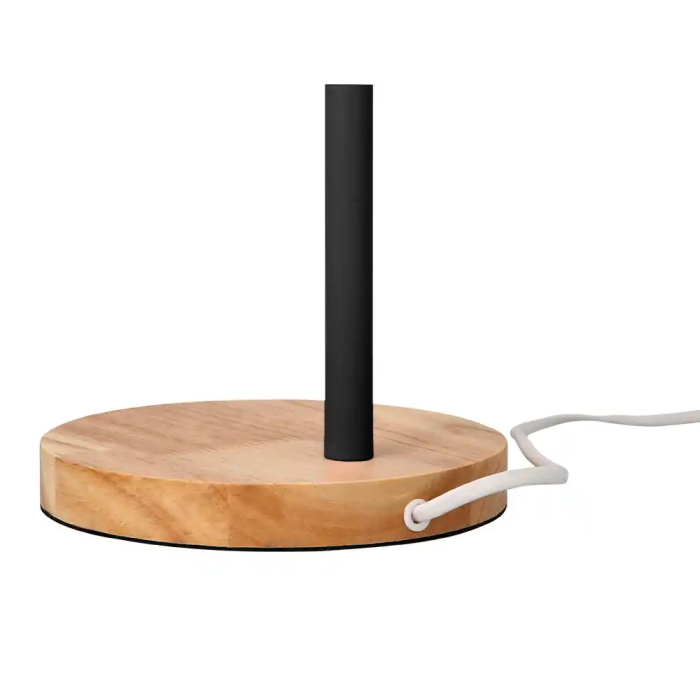 Q-connect Orion Lámpara de Escritorio Metálica con Detalles de Madera, Brazo Flexible, Color Negro 3