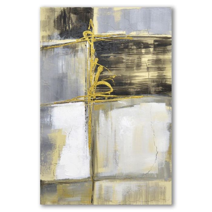 DKD Home Decor Set de 2 Cuadros de Decoración Mural Abstractos Estilo Loft Lienzo sobre MDF Gris Negro 90x60x3 cm 1
