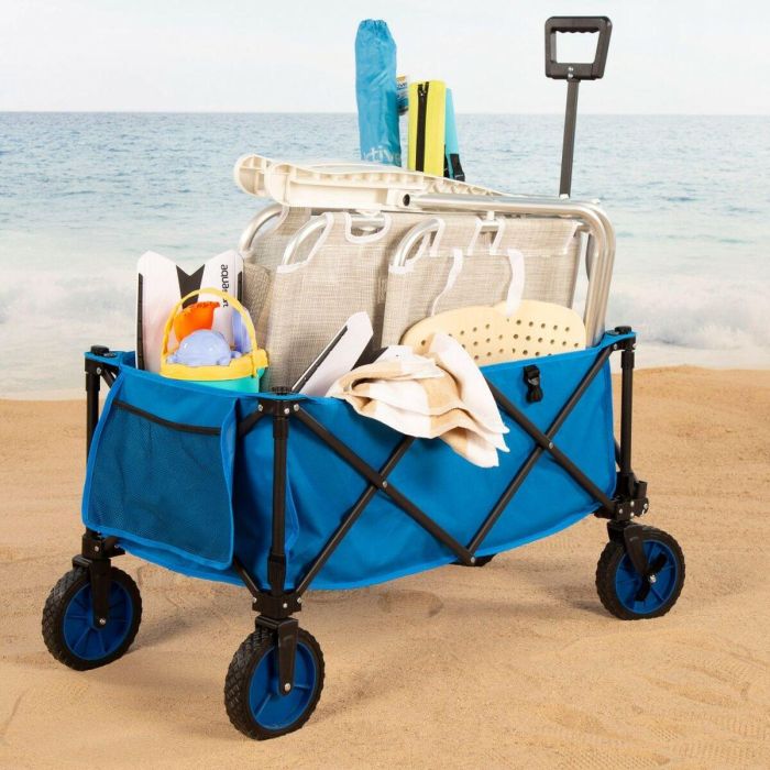 Carro de playa plegable 88x47x53/108 cm con bolsillo latera 4 Carro de playa plegable 88x47x53/108 cm con bolsillo latera 4