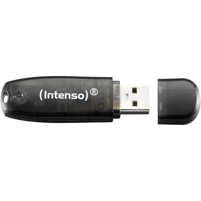 Intenso Lápiz USB 2.0 Rainbow line 16GB (3502470) - Negro transparente, 28MB/s lectura 1