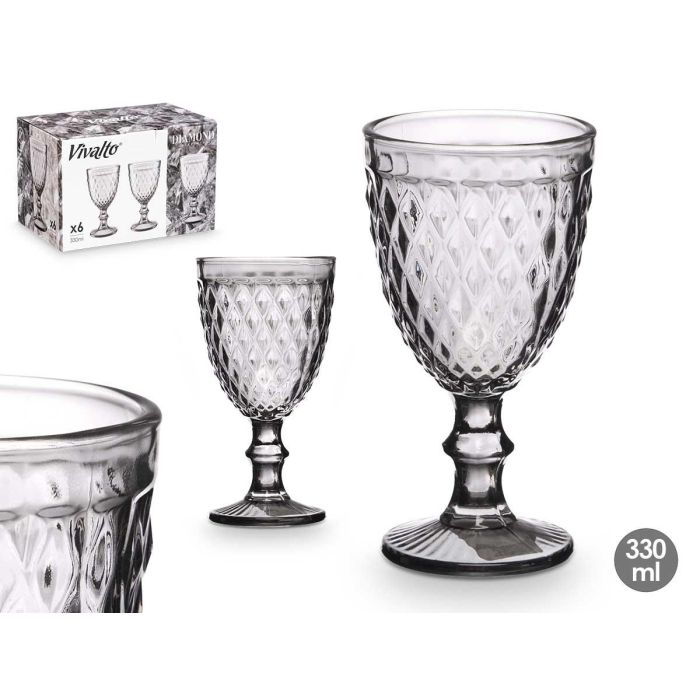 Copa Diamante Gris 330 ml Vivalto - Vidrio, 8.8x16.7x8.8 cm (24 Unidades) Copa Diamante Gris 330 ml Vivalto - Vidrio, 8.8x16.7x8.8 cm (24 Unidades)