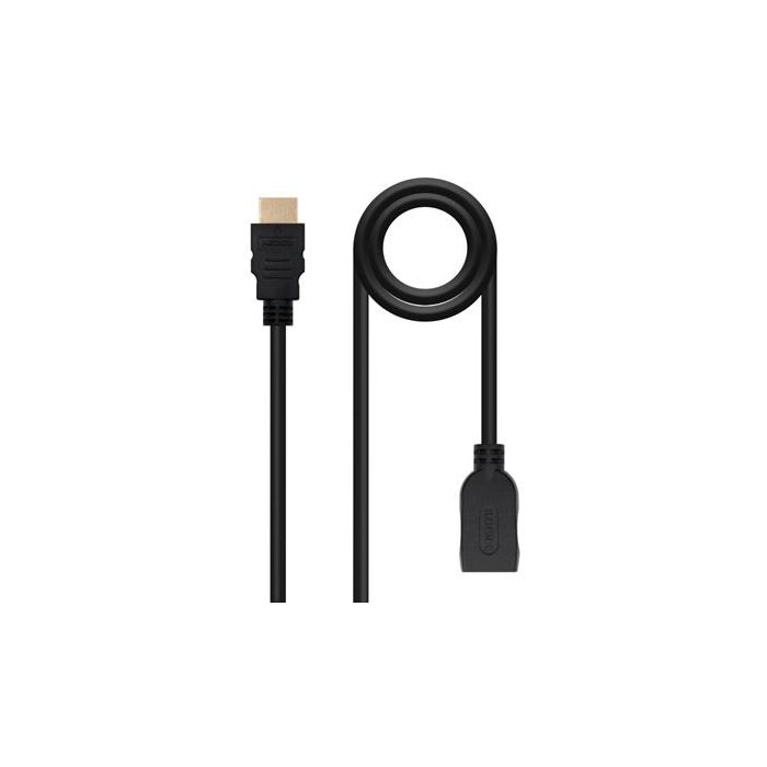 Nanocable 10.15.1013 Cable Alargador HDMI v2.0 Macho-Hembra 3m Negro 4K 60Hz HDR 18Gbps, Conectores Bañados en Oro