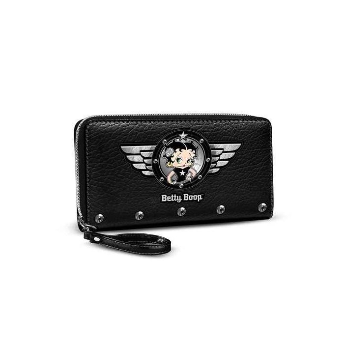 Karactermania Billetero Essential Betty Boop Motor Love Negro 19 x2 x10 cm con 12 compartimentos para tarjetas, dos para billetes y monedero con cremallera 1