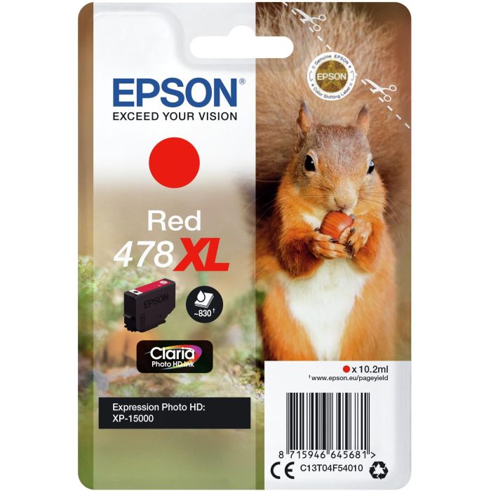 Epson C13T04F54010 Tinta 478XL Rojo Pigmento Alto Rendimiento Cartucho Tinta Original Compatible Expression Photo XP-8500 1