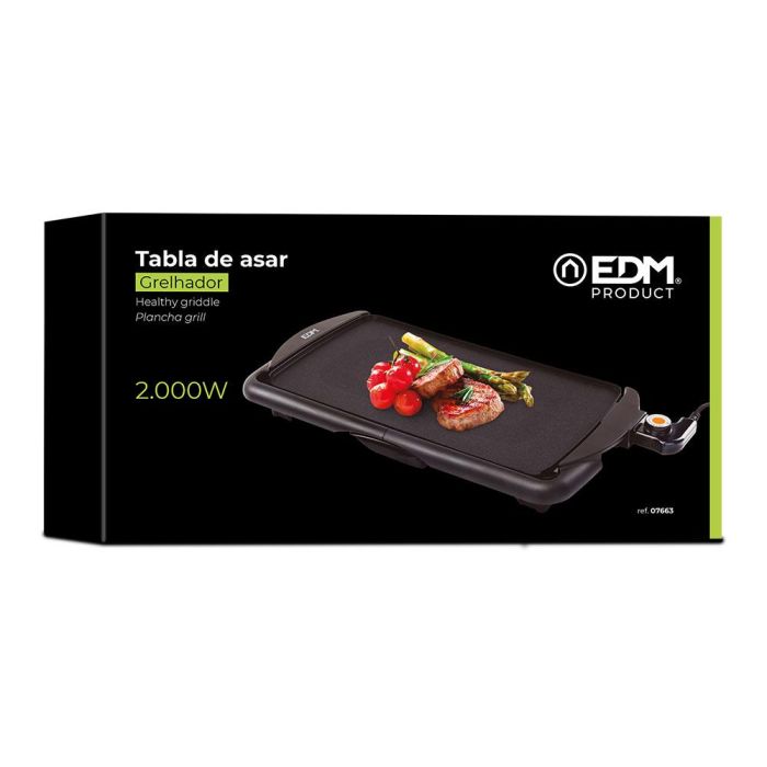Edm Tabla de asar 2000W 56,5x27,3x10 cm Antiadherente Temperatura regulable 1