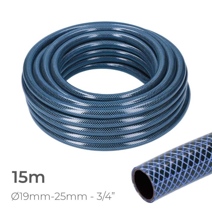 Edm Manguera de Riego para Jardín 15m, 3/4" (19mm), PVC Flexible 3 Capas Anti-Algas y UV, 25 Bar, Azul 0 Edm Manguera de Riego para Jardín 15m, 3/4" (19mm), PVC Flexible 3 Capas Anti-Algas y UV, 25 Bar, Azul 0