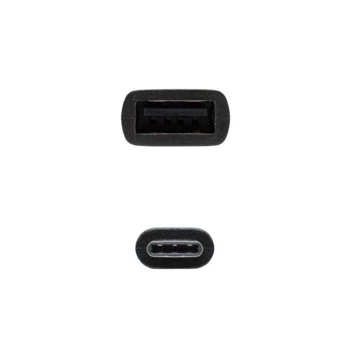 Nanocable 10.01.2400 Cable USB 2.0 Tipo-C Macho a USB-A Hembra OTG Negro 15cm, Carga 3A, 480Mbps, Thunderbolt 3 1