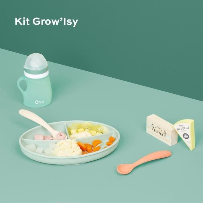 Caja de comida GROW'ISY de Babymoov, 24-36 meses, Contiene 1 botella de agua, 2 cucharas y 1 plato compartimentado 1