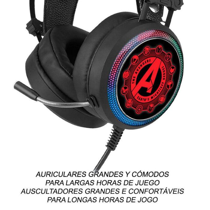 ERT GROUP Auriculares Gaming Vengadores Avengers Marvel Sonido Envolvente Virtual 7.1 Micrófono Flexible Luz LED USB Jack 4 ERT GROUP Auriculares Gaming Vengadores Avengers Marvel Sonido Envolvente Virtual 7.1 Micrófono Flexible Luz LED USB Jack 4
