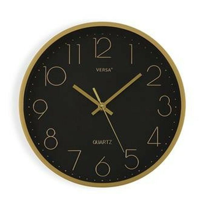 Reloj de Pared Negro/Dorado Versa 4x30 cm - Movimiento Silencioso (2 Unidades) 1 Reloj de Pared Negro/Dorado Versa 4x30 cm - Movimiento Silencioso (2 Unidades) 1