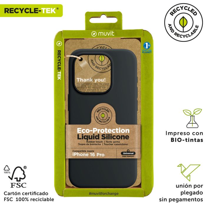 Muvit Funda Liquid Silicone Recycletek para Apple - Ecológica, Suave, Antideslizante, Protección Completa 2 Muvit Funda Liquid Silicone Recycletek para Apple - Ecológica, Suave, Antideslizante, Protección Completa 2
