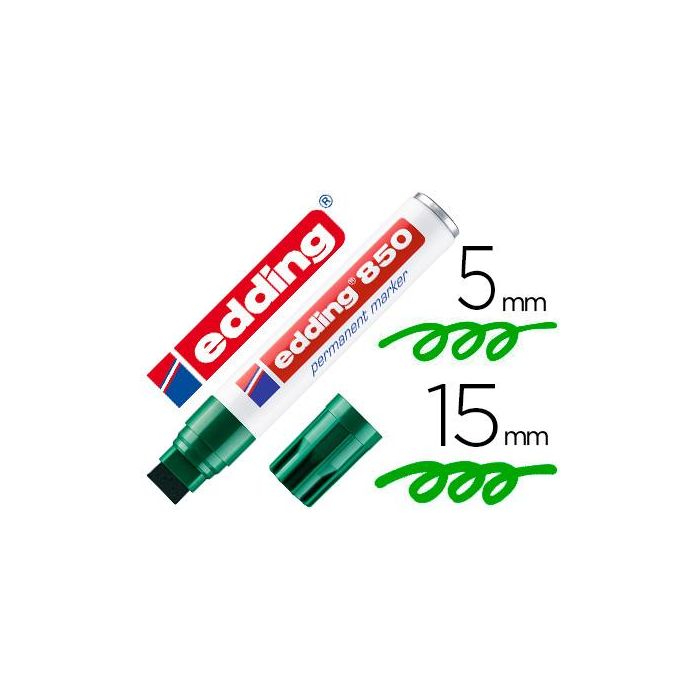 Rotulador Edding Marcador Permanente 850 Verde Punta Biselada 5-15 mm Recargable 5 unidades