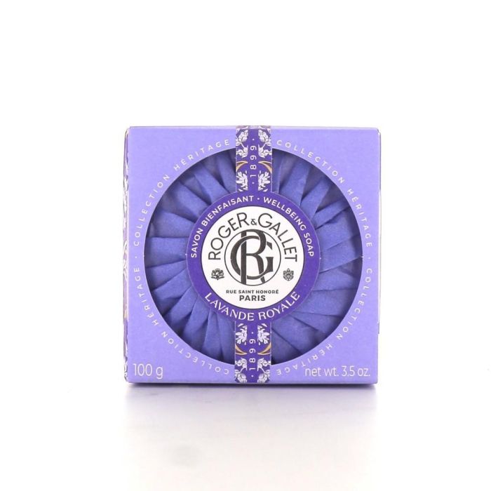 Roger & Gallet 3969B Jabón Pastilla LAVANDE ROYALE Bienestar Relajante con Lavanda Bergamota Cedro 100g Aromaterapia