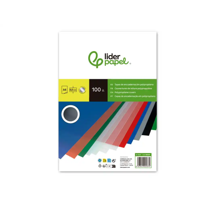 Liderpapel Tapa Encuadernacion Polipropileno Din A4 0.5mm Ahumado Paquete 100 Unidades 1