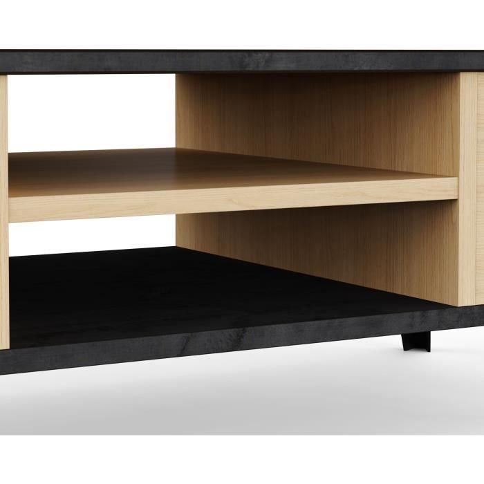 Mesa de centro - KENT - Rectangular - Roble / Sidewalk - 2 cajones - 1 estante - Patas - 106,6 x 50,1 x 35,2 cm 2