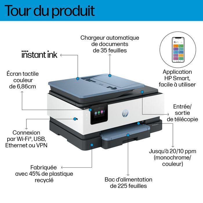 HP OfficeJet Pro 8135e Impresora Multifunción Color Tinta con Fax para Hogar/Oficina, compatible con HP Instant Ink y HP+ 10