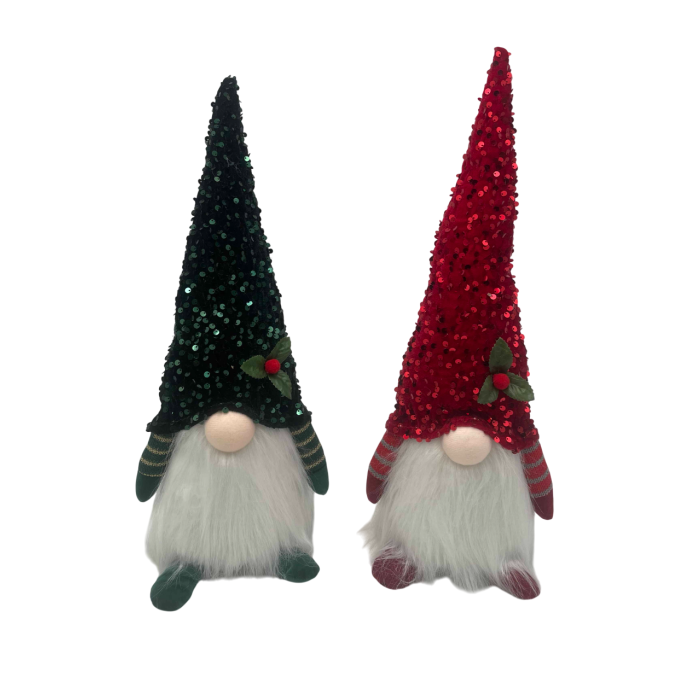 DKD Home Decor Set de 4 Figuras de Navidad Gnomo Tradicional Surtidas Poliester PE Verde Rojo 13x47x17 cm