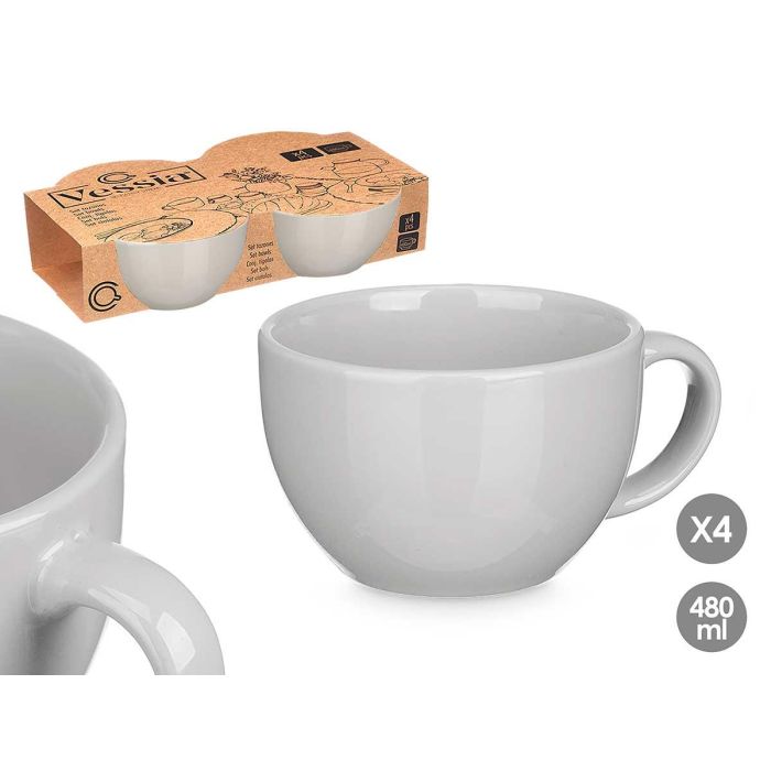 Vessia Set de 4 Tazones de Porcelana, Color Gris, 480 ml de Capacidad, 15.5x11.5x7.8 cm c/u (8 Unidades) Vessia Set de 4 Tazones de Porcelana, Color Gris, 480 ml de Capacidad, 15.5x11.5x7.8 cm c/u (8 Unidades)