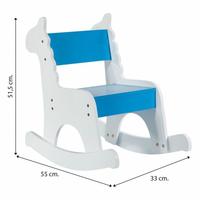 Silla mecedora Alexandra House Living Azul Blanco Madera MDF 33 x 55 x 51,5 cm Infantil Jirafa 1