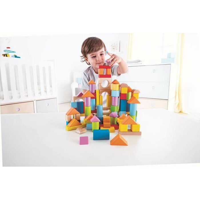 Hape Puzzle de Madera 101 Bloques de Haya 27x22x13cm, Juguete Infantil para Fomentar Desarrollo Motor desde 12 Meses 3