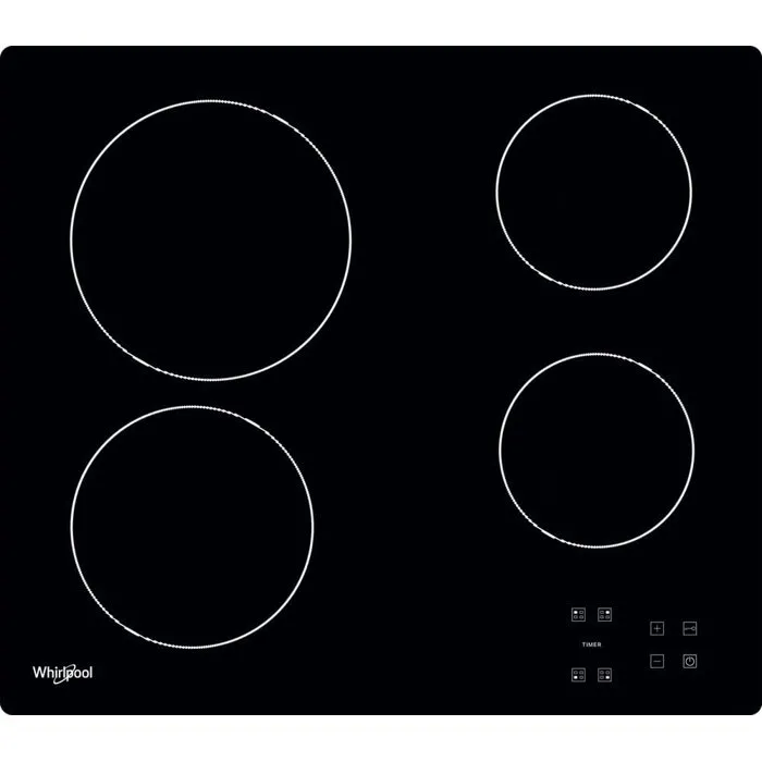 Whirlpool AKT8090NE Placa Vitrocerámica - 4 Zonas - 6200W - 60cm Ancho - Revestimiento Vidrio - Negro 2 Whirlpool AKT8090NE Placa Vitrocerámica - 4 Zonas - 6200W - 60cm Ancho - Revestimiento Vidrio - Negro 2