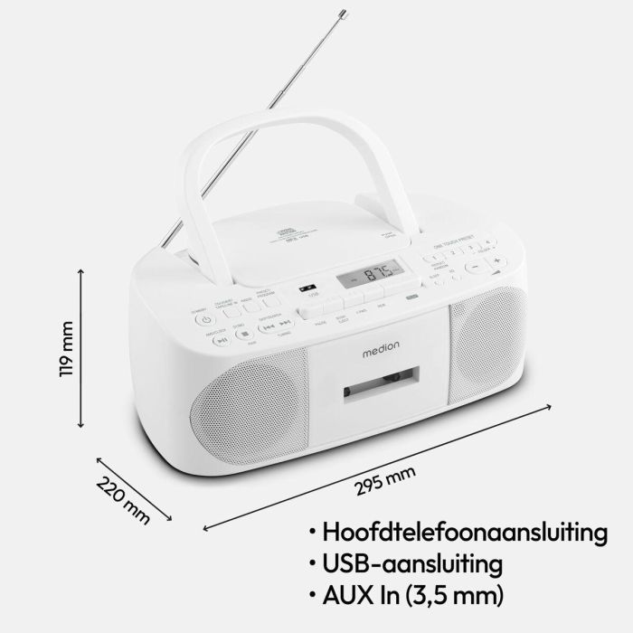 Medion MED4061275066371 Radio CD K7 FM con 2x3W RMS en Blanco 7 Medion MED4061275066371 Radio CD K7 FM con 2x3W RMS en Blanco 7