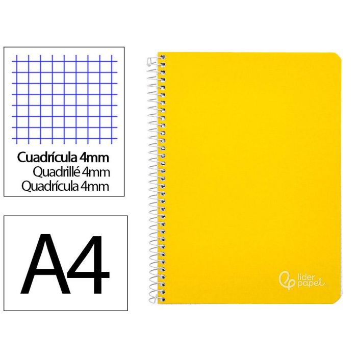 Cuaderno Espiral Liderpapel A4 Witty Tapa Dura 80H 90 gr Cuadro 4 mm Con Margen Color Amarillo Cuaderno Espiral Liderpapel A4 Witty Tapa Dura 80H 90 gr Cuadro 4 mm Con Margen Color Amarillo