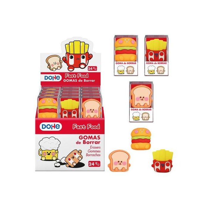 Goma De Borrar Fast Food Surtido Expositor De 24 (3 Mod.)