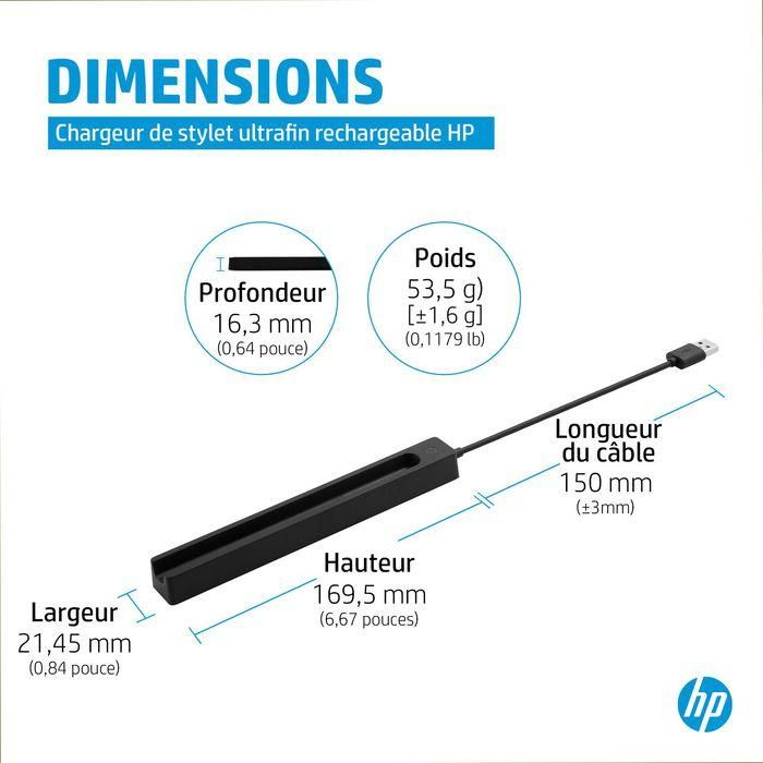 HP Cargador USB con Cable para Lápiz Óptico Recargable HP Slim, Carga Rápida y Fácil con Alineación Automática de Pogo-Pins 9