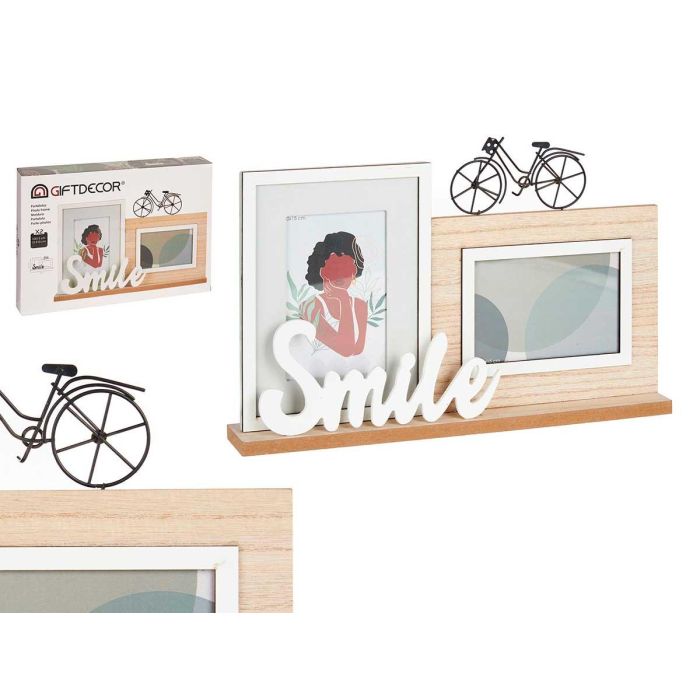 Portafotos Doble Smile Giftdecor 40x27x6 cm, Madera MDF, Marrón/Negro (6 Unidades) Portafotos Doble Smile Giftdecor 40x27x6 cm, Madera MDF, Marrón/Negro (6 Unidades)