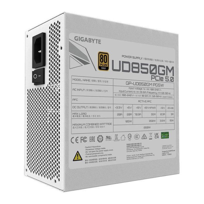 Gigabyte GP-UD850GM PG5W Fuente de Alimentación ATX 3.0 850W 80+ Gold Blanca Modular 2