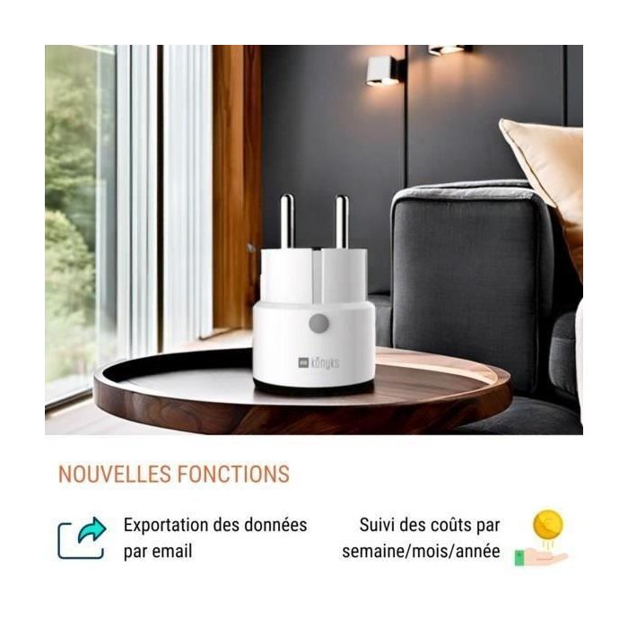 Mini enchufe inteligente - KONYKS - Priska Max Negro FR - Wi-Fi+BT - 16A - Blanco 2 Mini enchufe inteligente - KONYKS - Priska Max Negro FR - Wi-Fi+BT - 16A - Blanco 2
