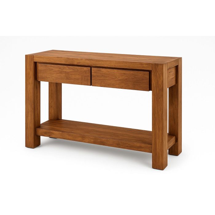 DKD Home Decor Consola de Madera de Teca Reciclada Estilo Balines con dimensiones de Ancho 120, Largo 40, Alto 78 cm