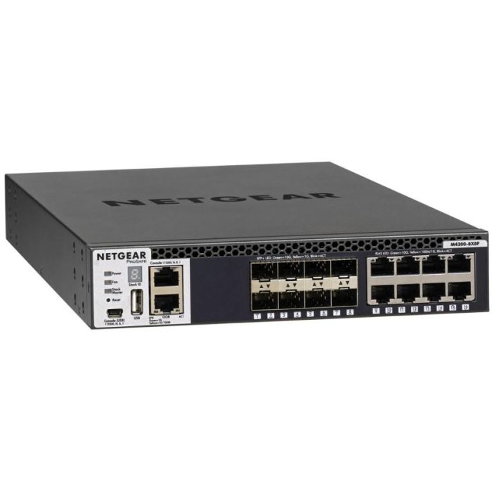 NETGEAR M4300-8X8F Switch Gestionado L3 8 Puertos 10GbE RJ45 y 8 Ranuras SFP+ Montaje Rack 1U