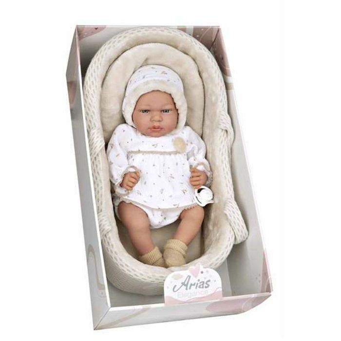 Muñeca elegance 40 cm andie beige c/capazo c/mecanismo lloro try me 1