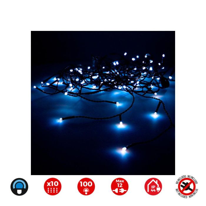 Edm Cortina de luces LED easy-connect 2x1m, 100 LEDs azul, 30V, 1.8W, IP44 interior/exterior