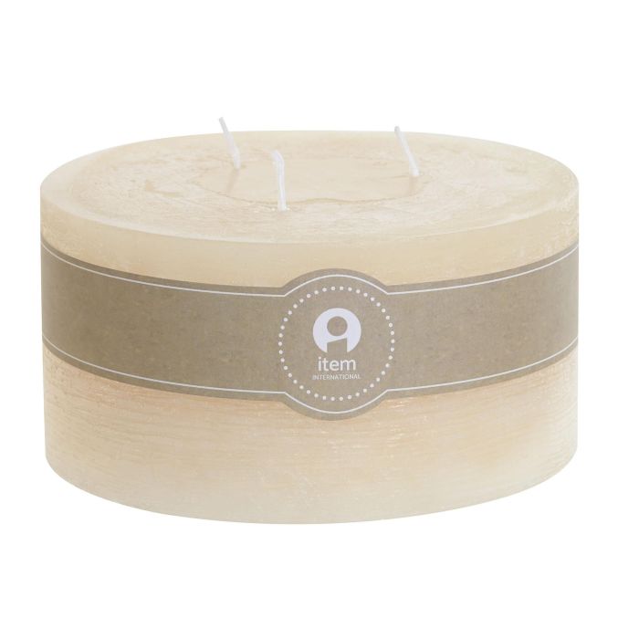 DKD Home Decor Vela Básicos Cera Crema Natural 1050g 70h, 3 Mechas, 15x15x7.5 cm (6 Unidades)