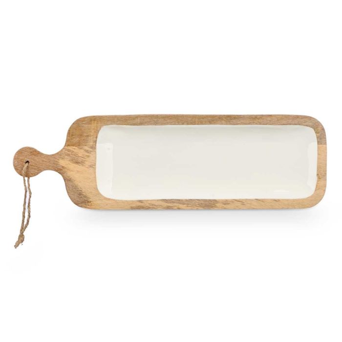 Bandeja Rectangular Asa Madera Mango Blanco Giftdecor 50X3CM (6 Unidades) 2 Bandeja Rectangular Asa Madera Mango Blanco Giftdecor 50X3CM (6 Unidades) 2